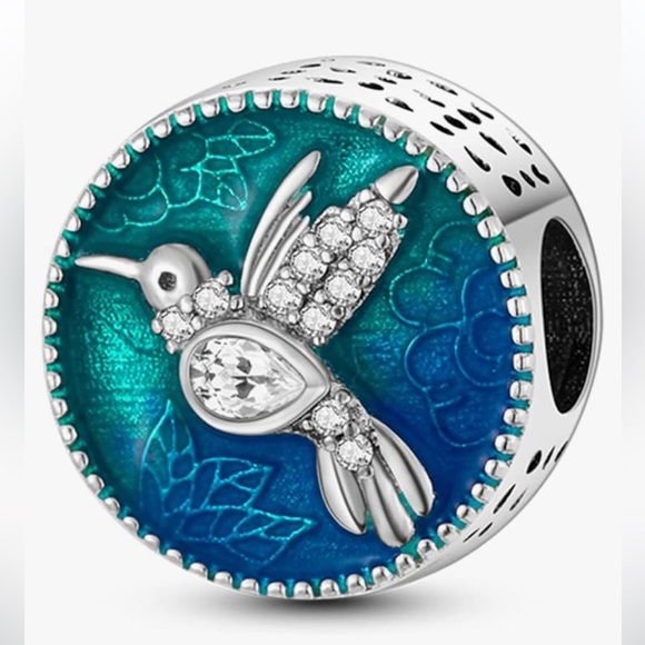 Hummingbird sterling silver slide charm fits all Pandora bracelets - Picture 1 of 4